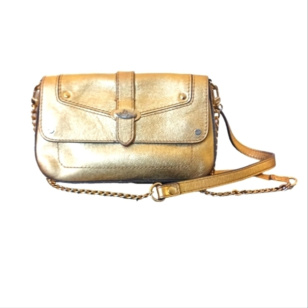 Vintage Milly Gold Leather Crossbody Bag Chain Strap - Picture 2 of 14